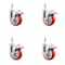 Service Caster 4 Inch 316SS Red Polyurethane Wheel Swivel 1/2 Inch Stem Caster Set Lock Brake SS316TSTTL20S414-PPUB-RED-121315-4 - alternate 1